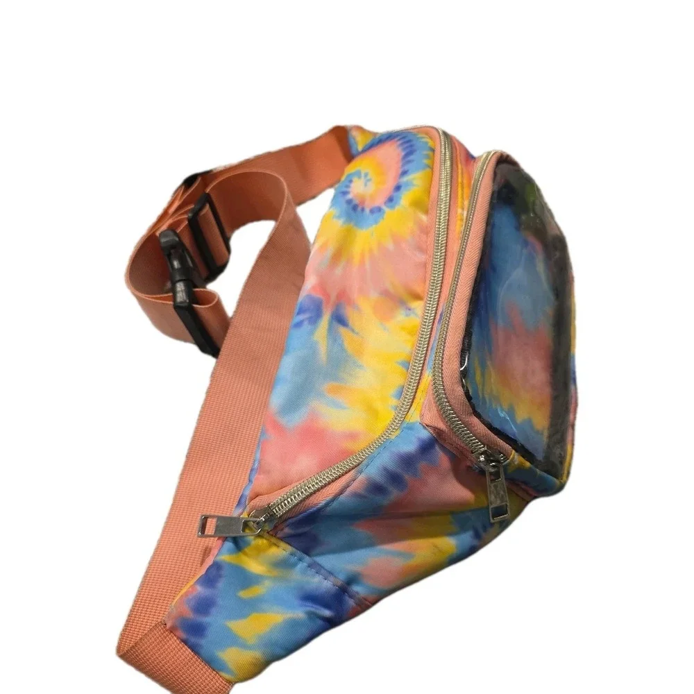 Fanny Pack Tie Dye, Retro, Vintage, Fully Adjustable Belt Clear Phone Window